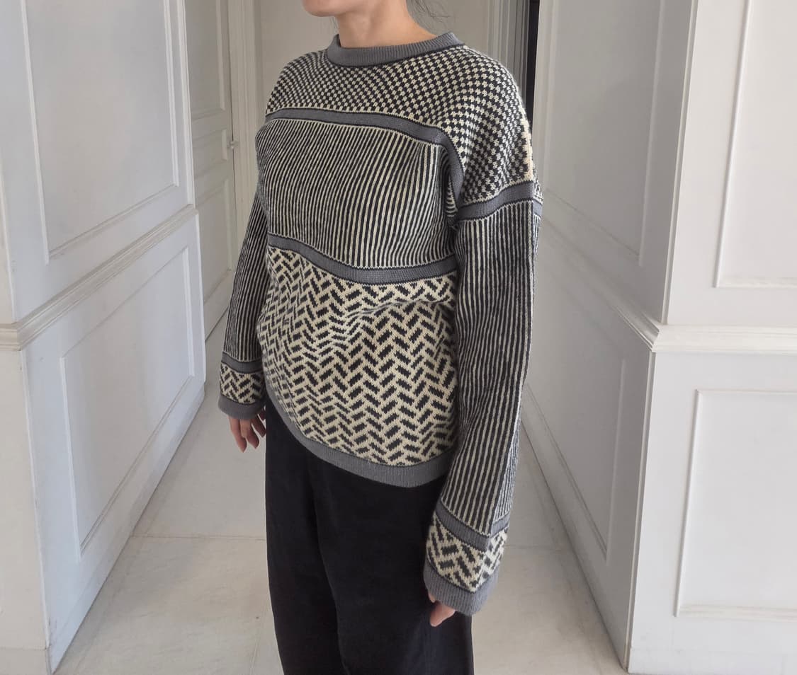 그레이 패턴 여성 스웨터 상품이미지4
