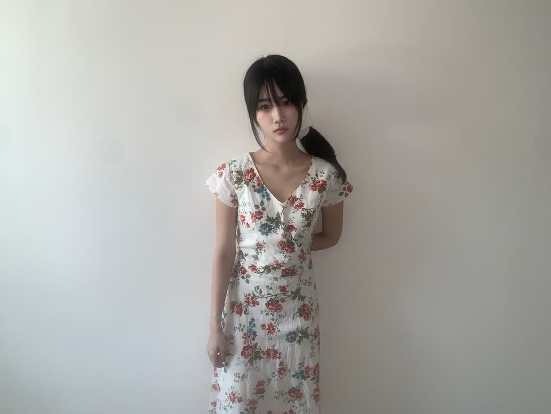 Floral v neck dress(ivory) 상품이미지1