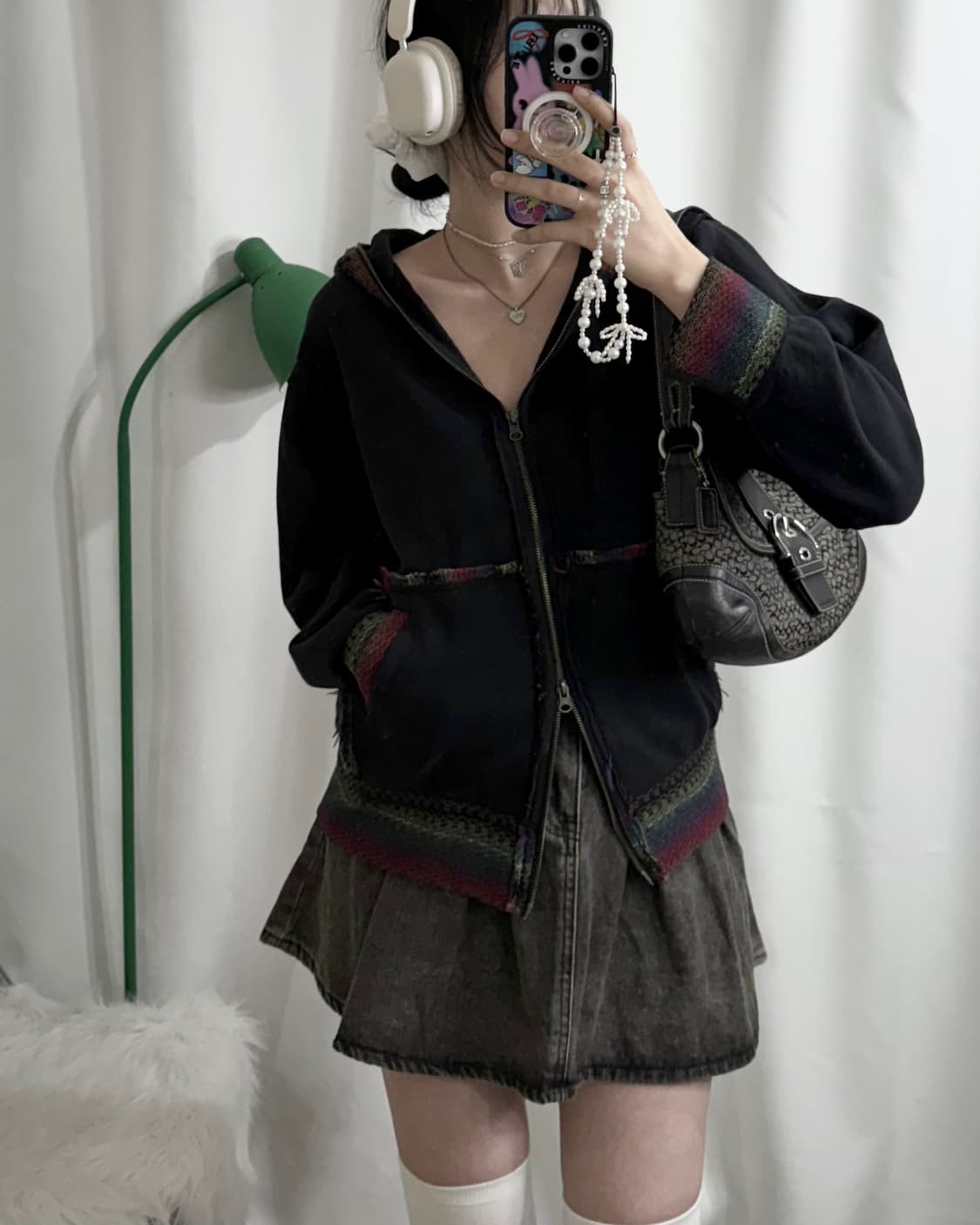 블랙 에스닉 투웨이 후드 집업 상품이미지3