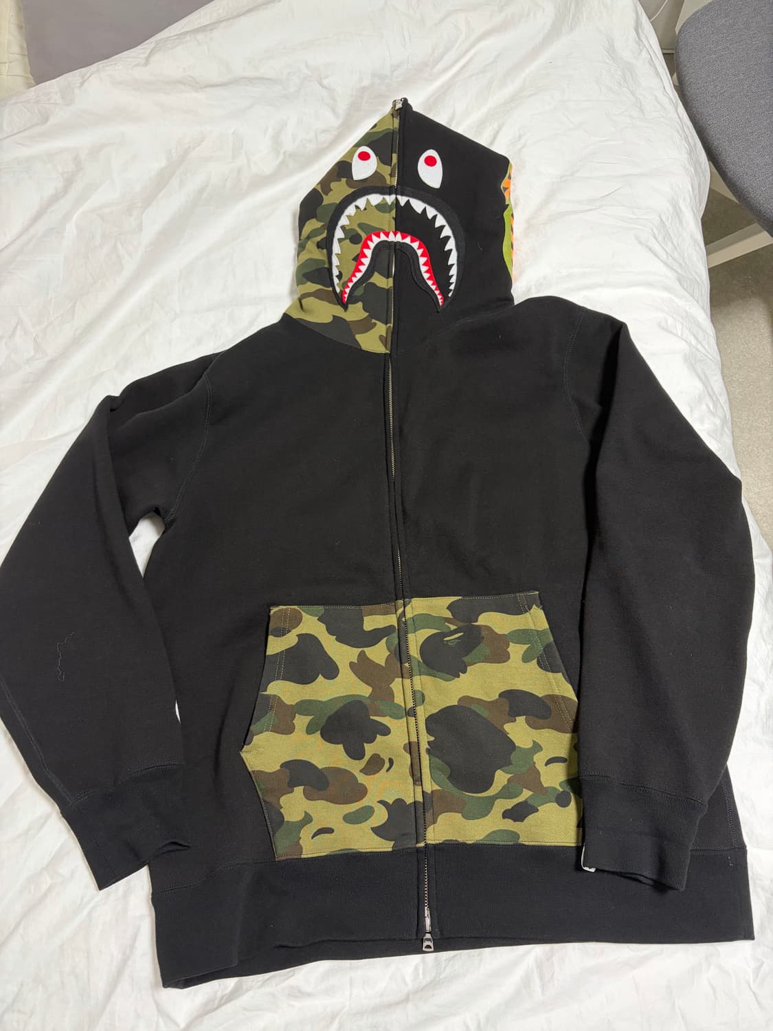 베이프 샤크 풀 집 후드 블랙 상품이미지4