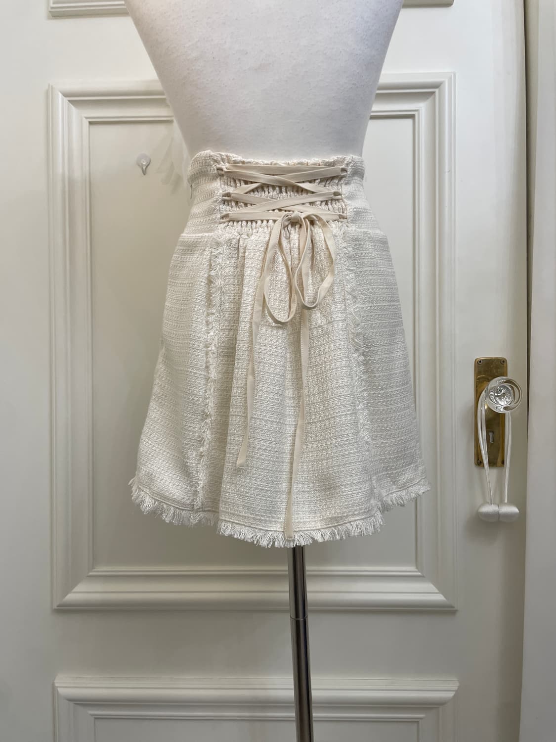ivory tweed back lace-up mini skirt 상품이미지4