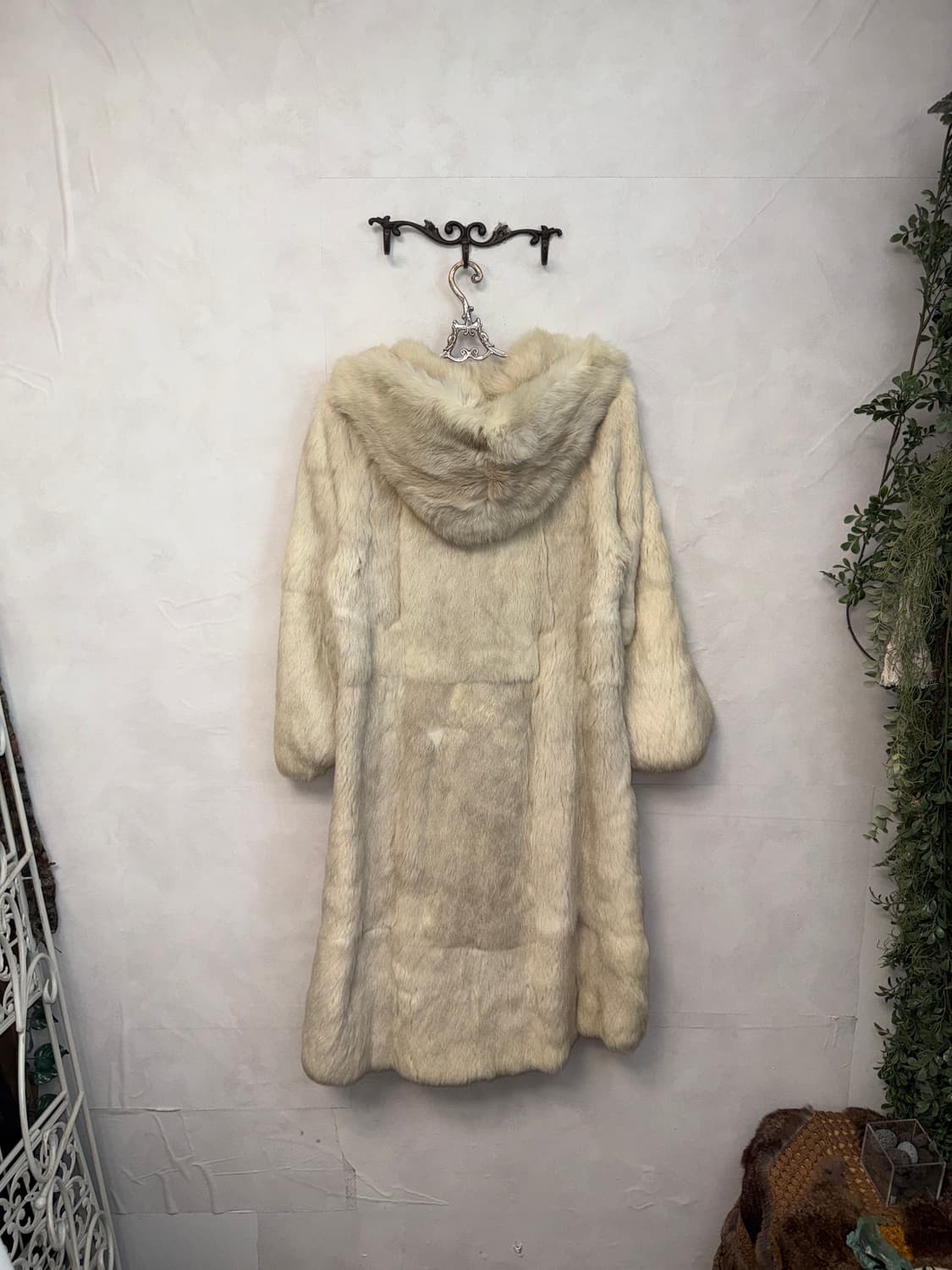 Ivory rabbit fur maxi hood coat 상품이미지5