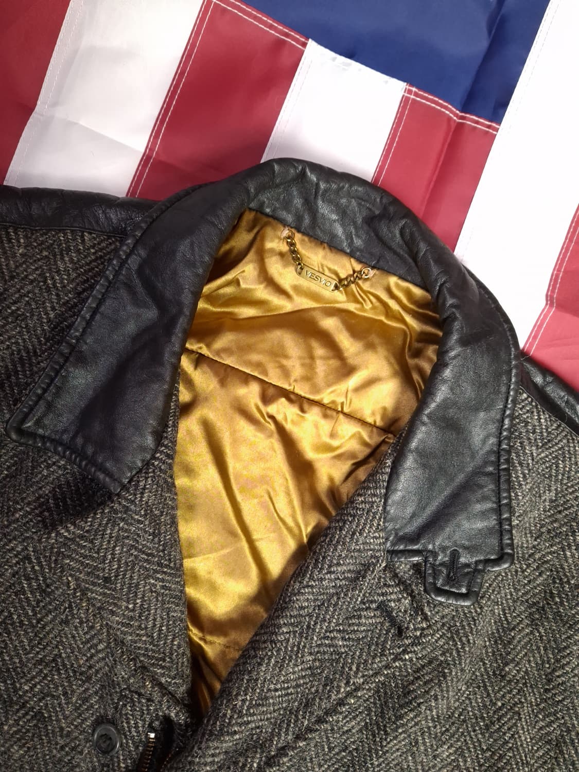 새제품 오리지날 일본판 VESVIO 헤링본 레더  봄버자켓 상품이미지4