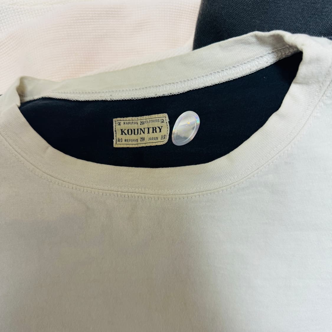 캐피탈 투톤 빅 포켓 티셔츠 키나리 블랙 Free 상품이미지8