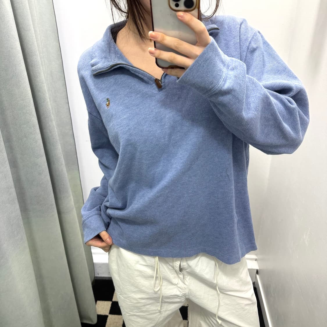 폴로 블루 반집업 니트 상품이미지2