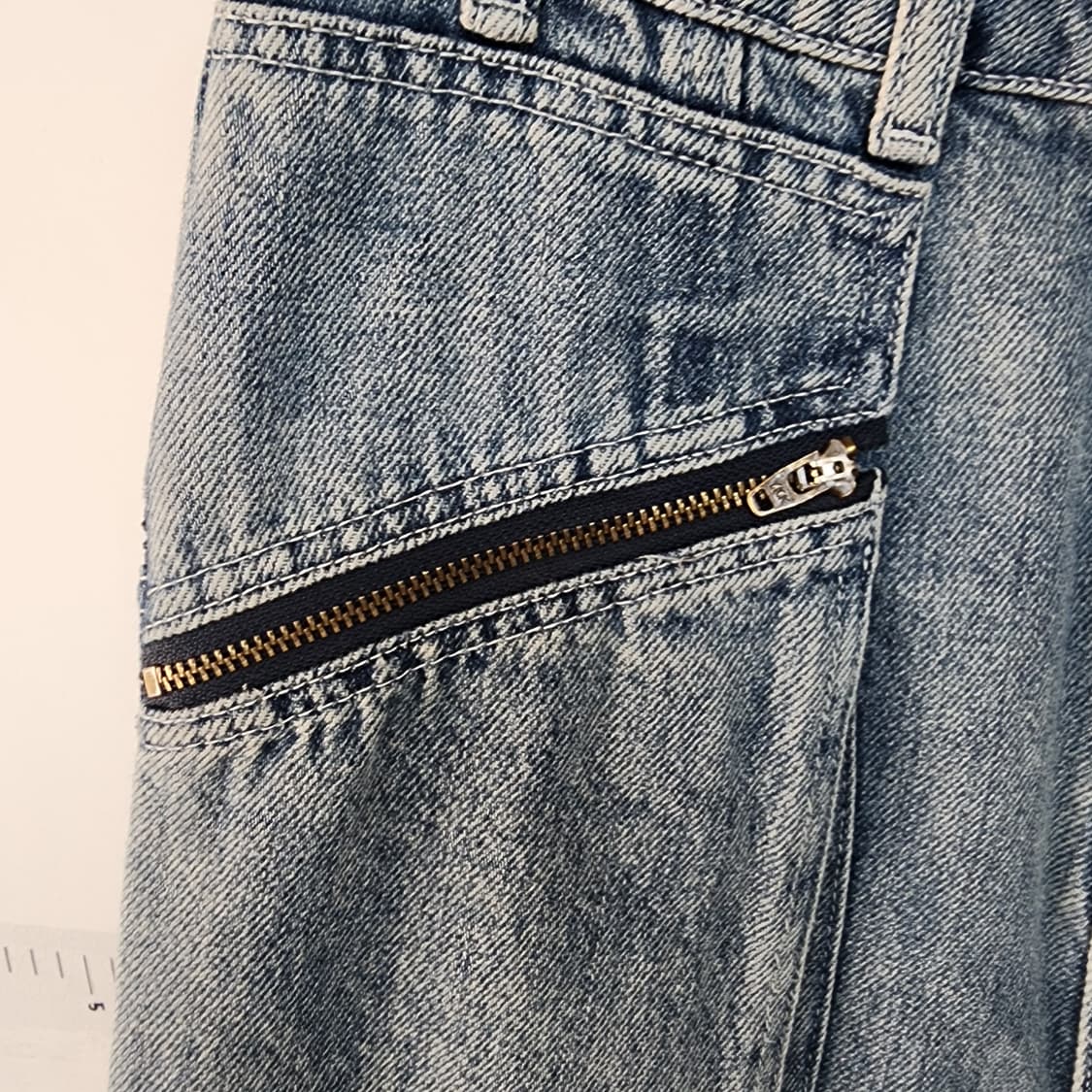 MENG 워싱 데님 카고 와이드 팬츠 상품이미지3