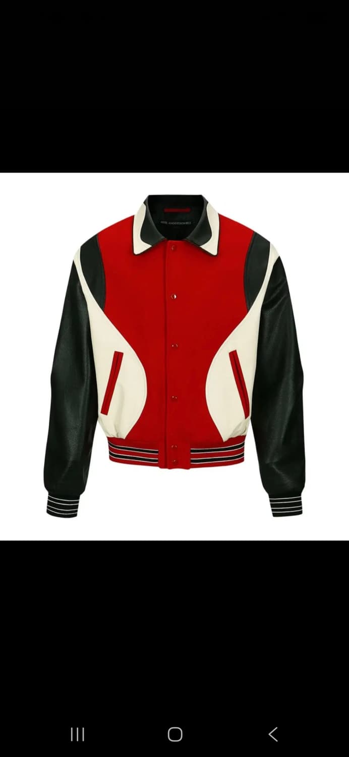 S size앤더슨벨 로빈 바시티 자켓 레드 상품이미지1