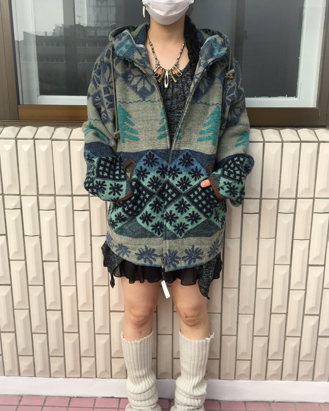 Snow pattern woolen hood jacket 상품이미지6