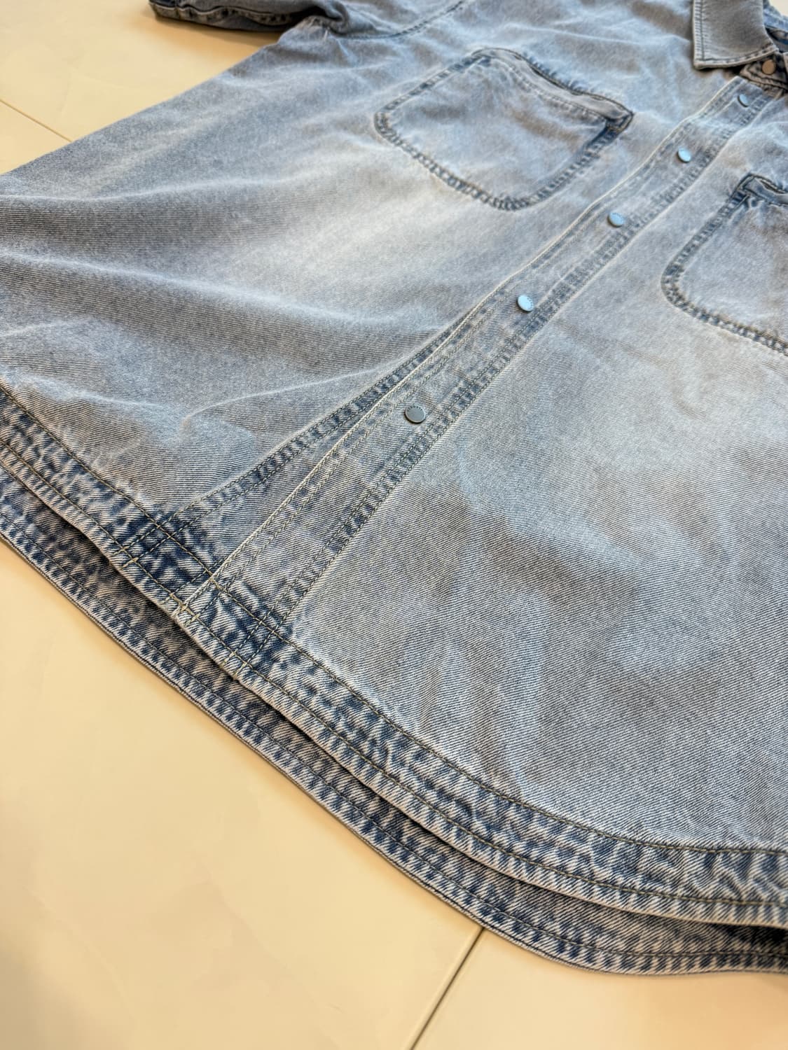 일꼬르소 세미오버핏 데님 반팔 셔츠 L(105-110) 상품이미지5