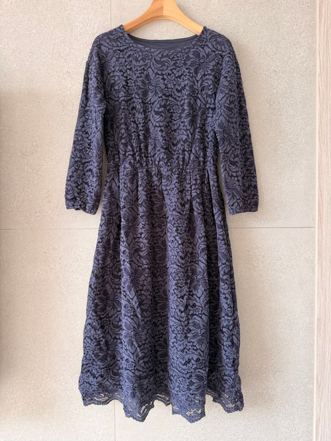 캐서린로즈 롱 원피스 레이스 네이비 상견례 하객룩 상품이미지1