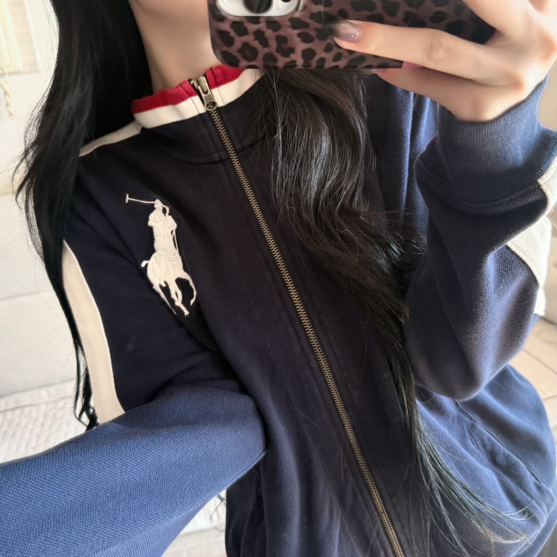 폴로 랄프로렌 빅포니 네이비 / 화이트 집업 상품이미지2