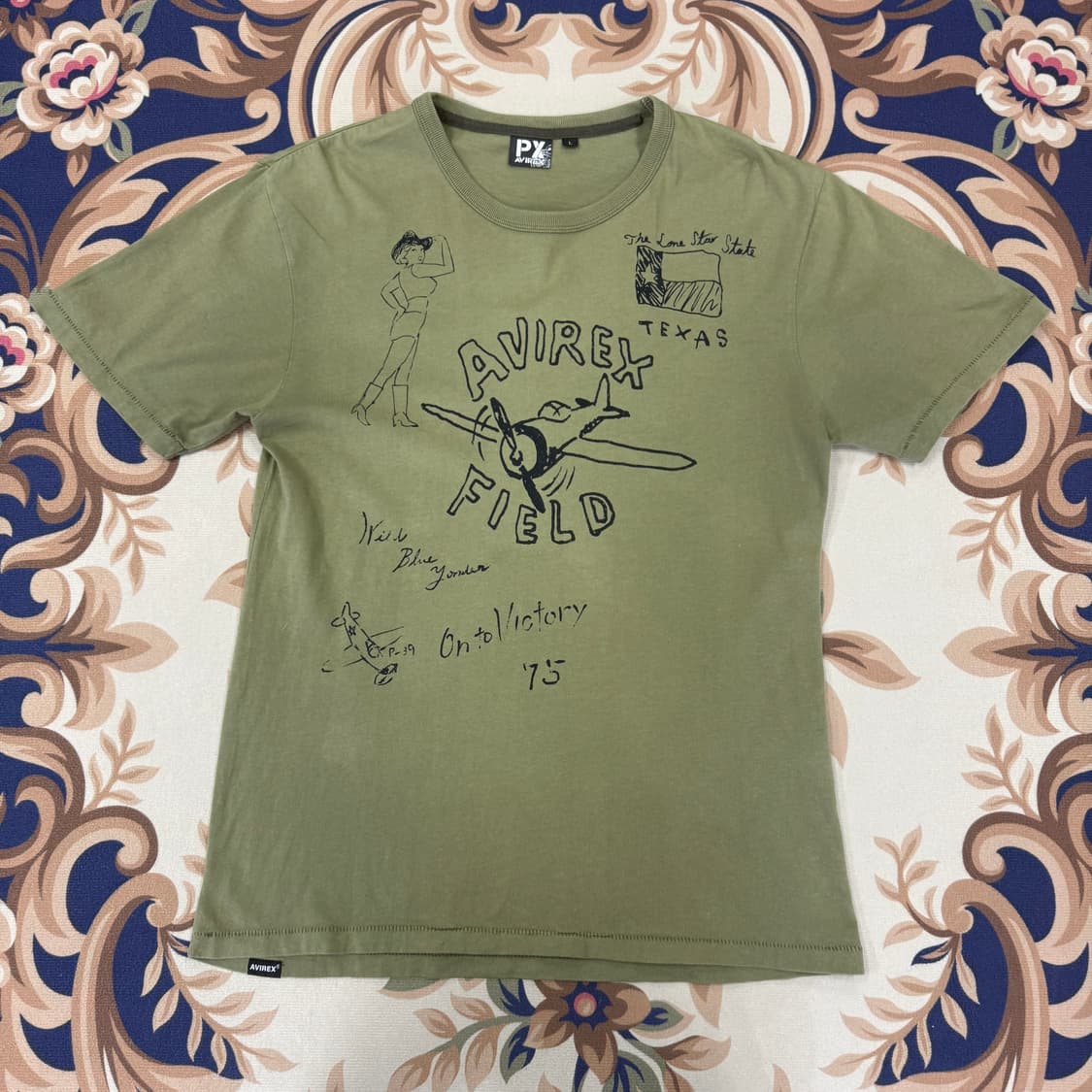 (M)JPN 아비렉스 Avirex 밀리터리 티셔츠(올리브) 상품이미지1