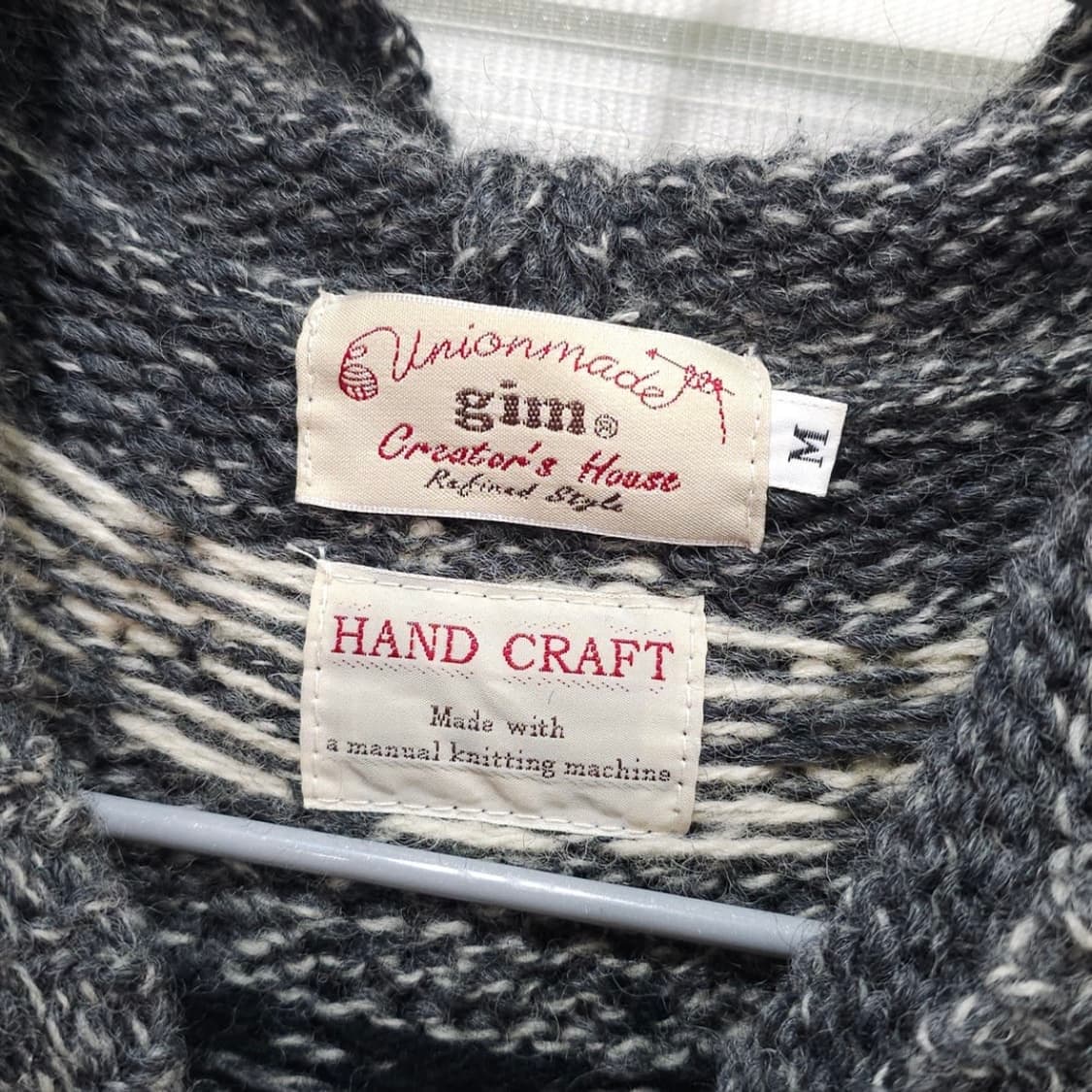 일본 gim 핸드메이드 투웨이 후드집업 니트 M 상품이미지6