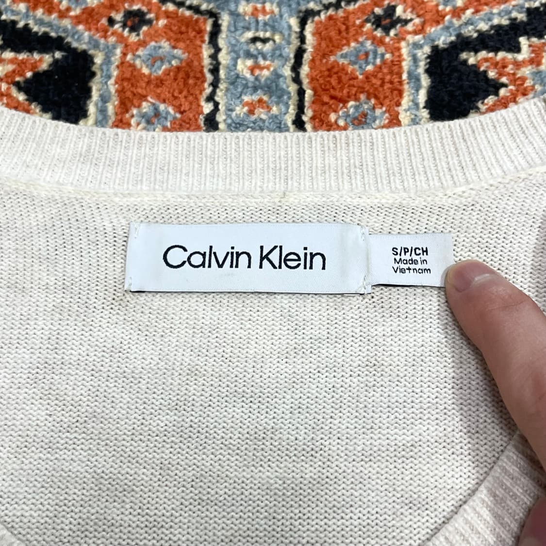 캘빈클라인 시그니처로고 베이지 면 니트 여성S 상품이미지6