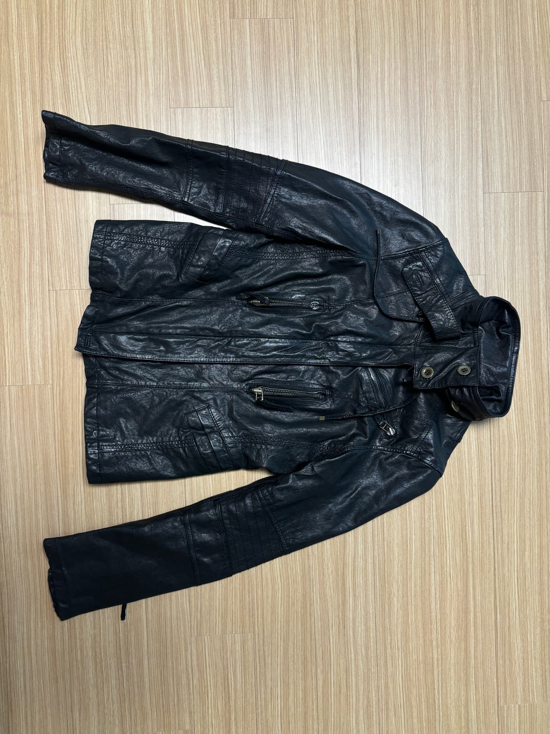 릭맛 양가죽 하이넥 레더자켓 상품이미지4