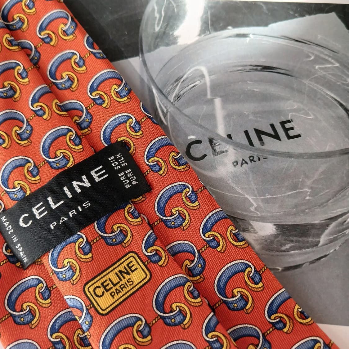 셀린느 실크 오렌지 팔찌 모티브 넥타이 9.5cm A+등급 A19482
 상품이미지9