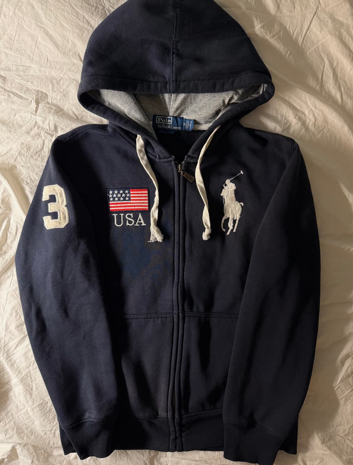 폴로 빅포니 성조기 후드집업 블랙 상품이미지2