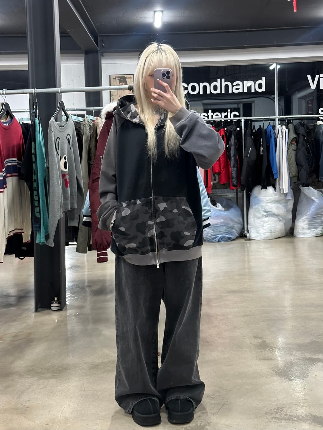 베이프 OG 다크그레이 카모 풀집업 후드집업 상품이미지2