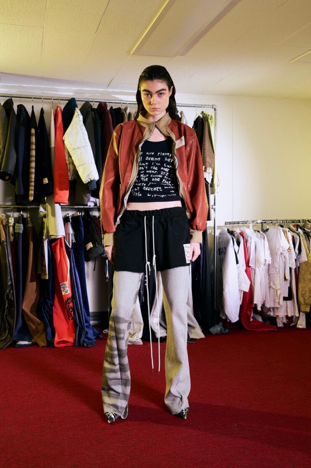 Brown Leather Zip-Up Jacket with P-Pocke 상품이미지3