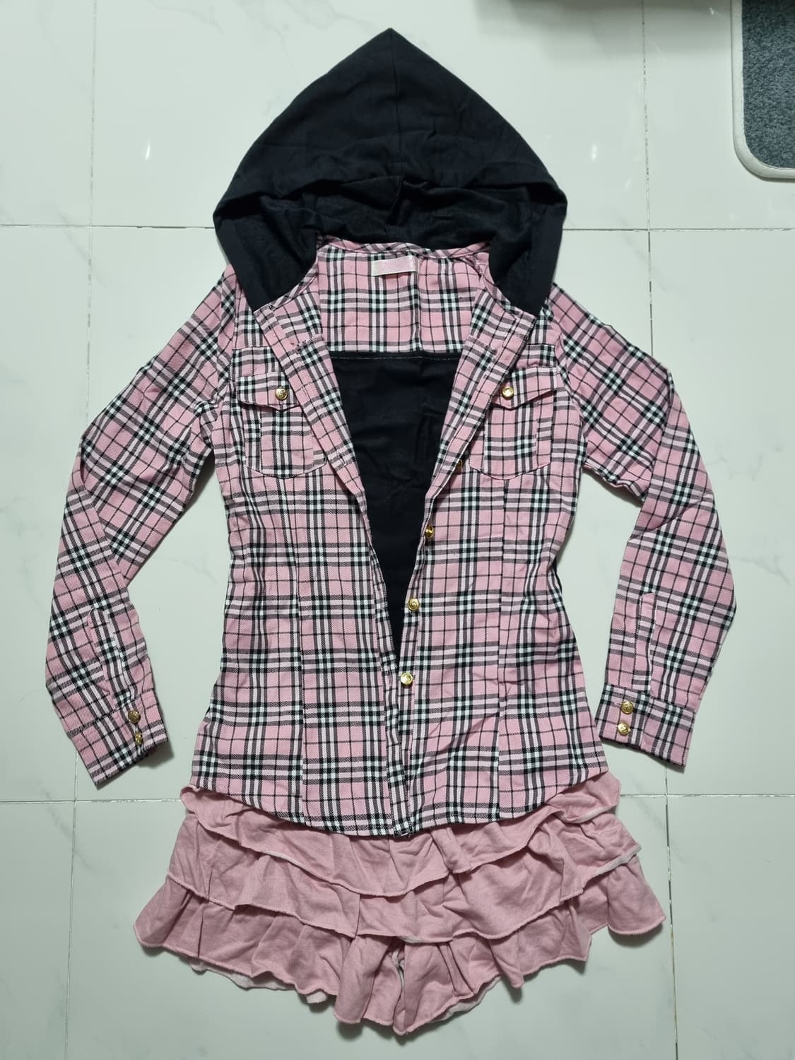 lizlisa tralala 체크 후드 셔츠 상품이미지3