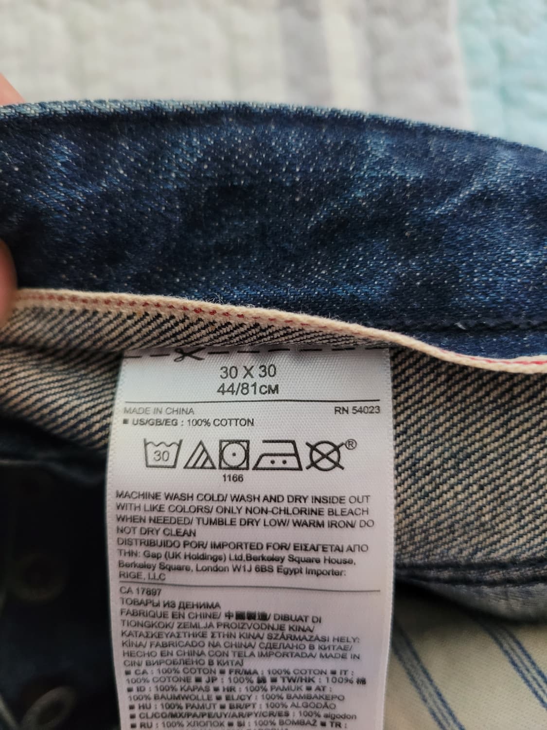 바나나리퍼블릭 Banana republic 슬림핏 연청 셀비지데님 30 상품이미지6