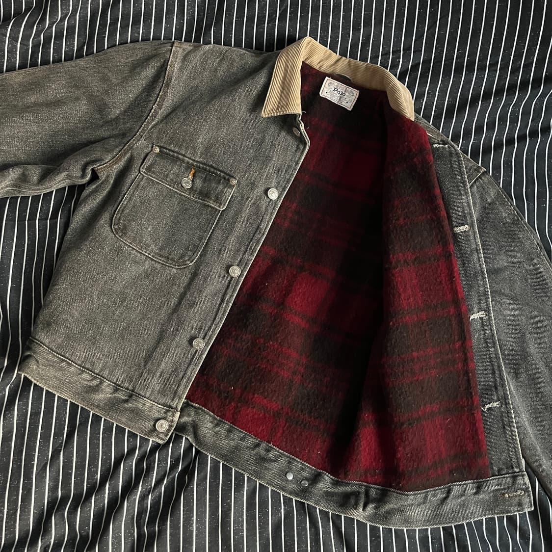 90s 폴로 덩가리 데님자켓 블랙 M 상품이미지2