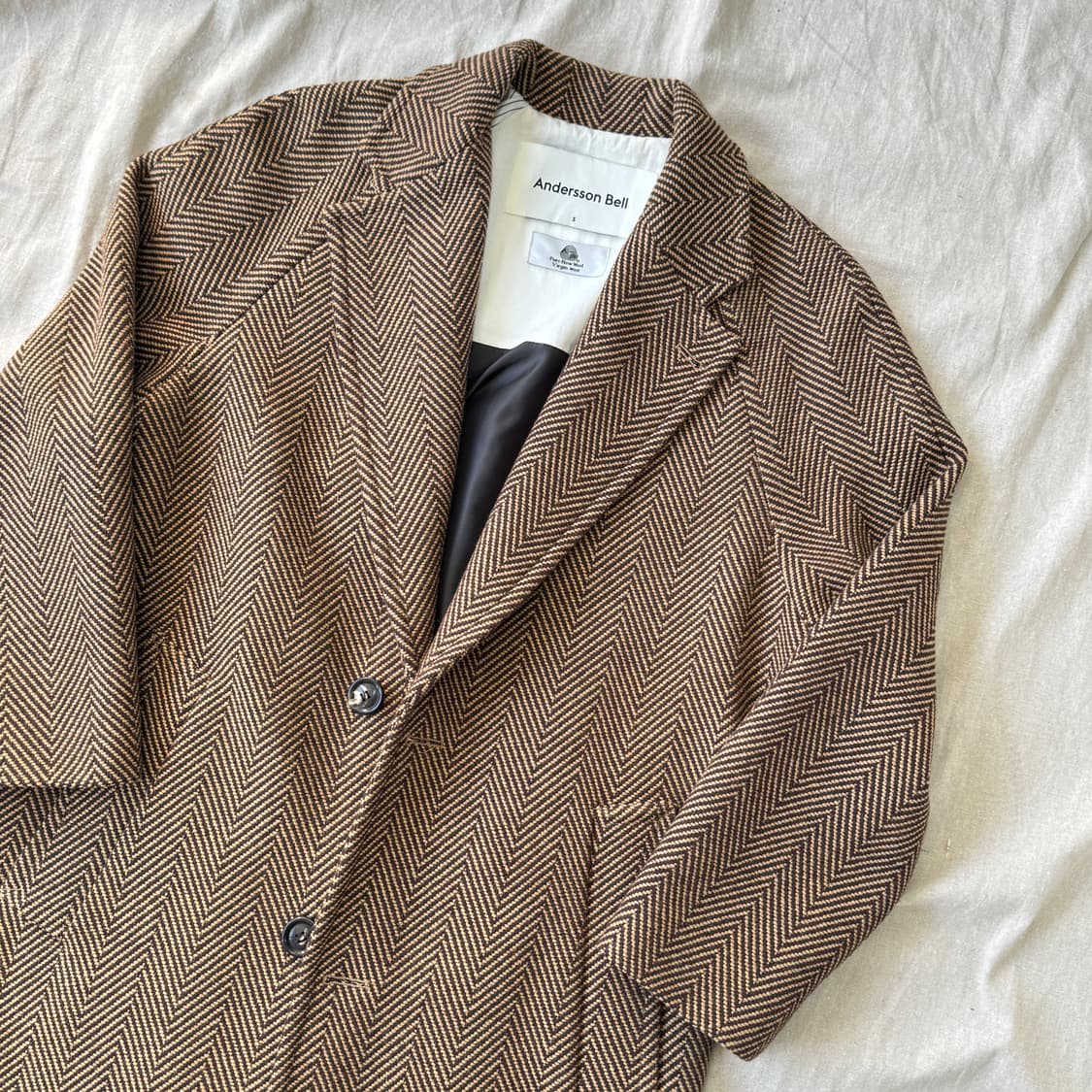 앤더슨벨 헤링본 브라운 코트 S(100) 상품이미지2