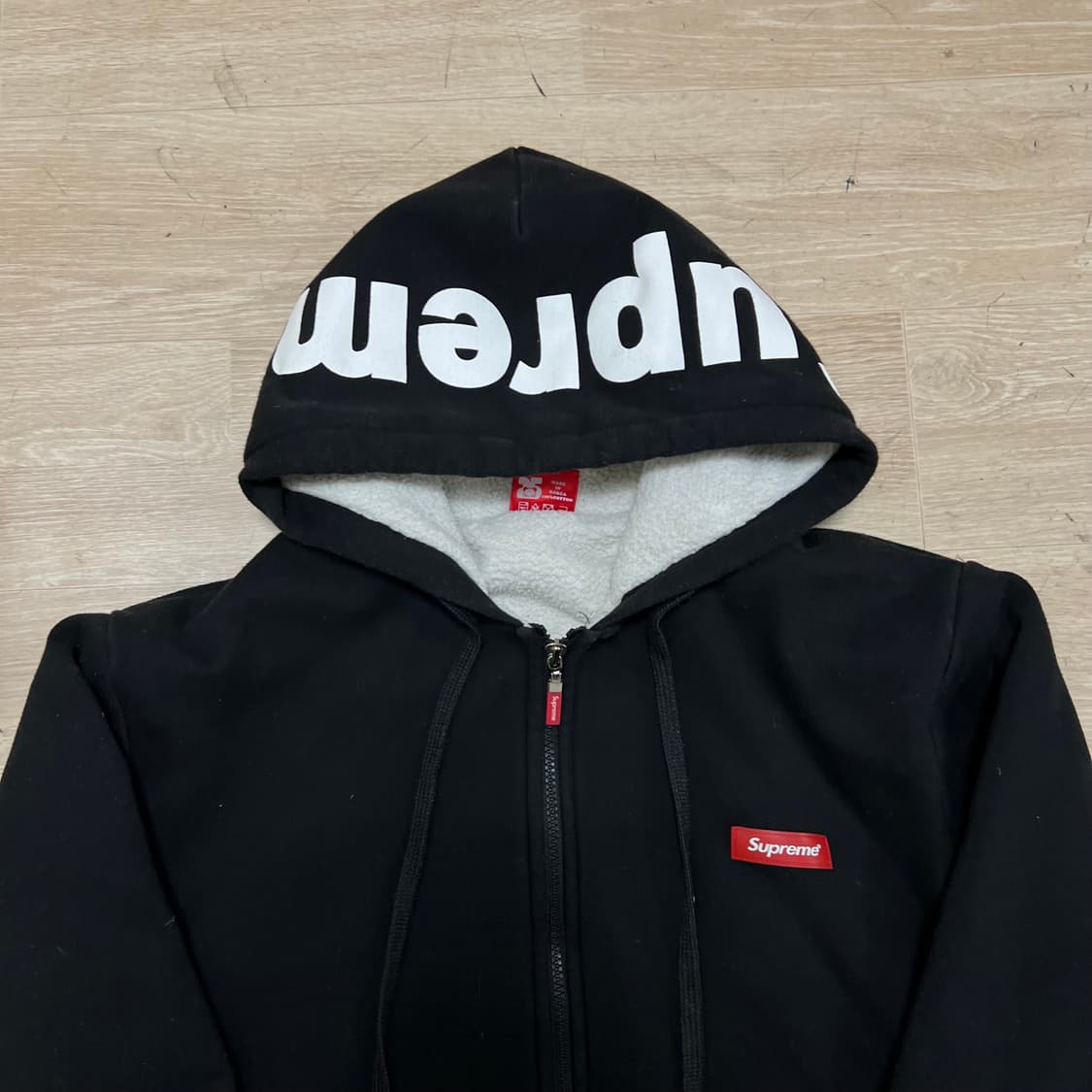 슈프림 25주년 박스로고 이너플리스 안감 후드집업 [블랙] XL/105 상품이미지2