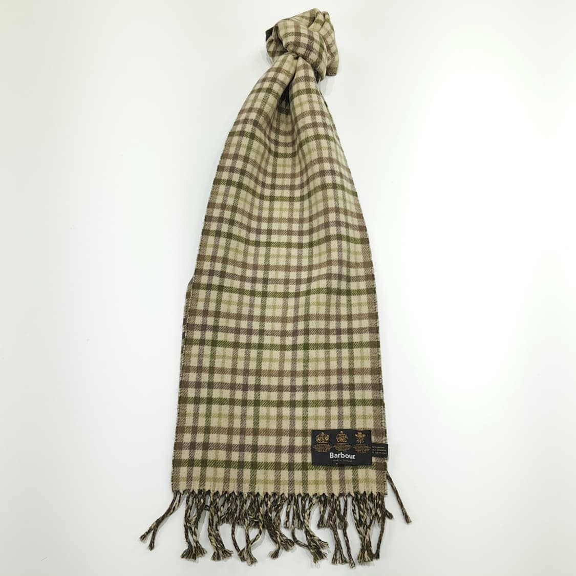 MX330 바버 그린 체크 올리브그린 양면 메리노 캐시미어 목도리 머플러 상품이미지1