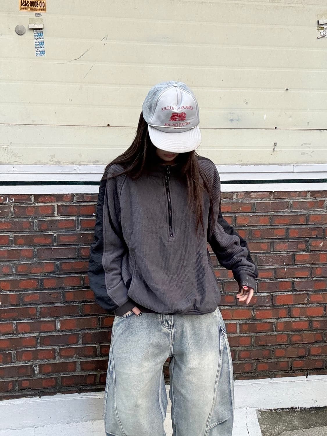 90s DICKIES 올드스쿨 하이넥 반집업 풀오버 코듀로이 맨투맨 상품이미지3