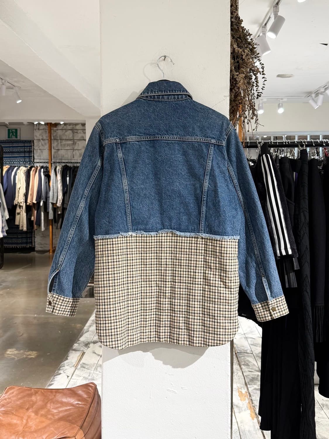 산드로 데님 퀼팅 체크 패널 자켓 상품이미지6