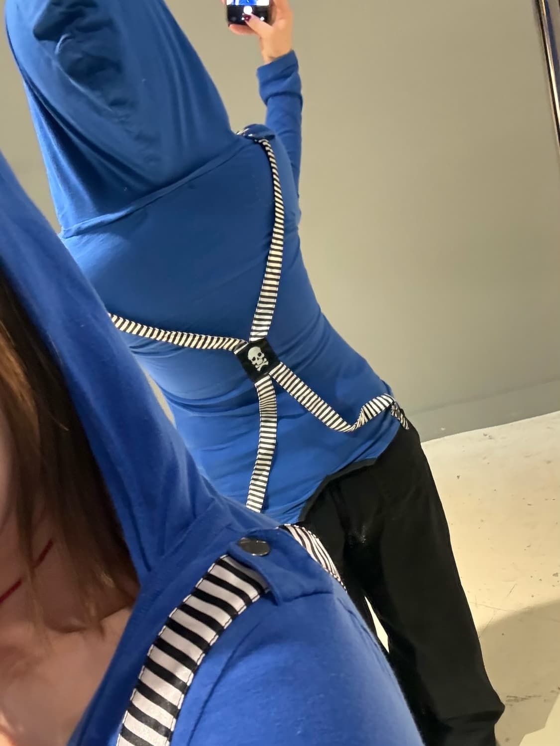 suspenders detail skull hood sleeve 상품이미지5