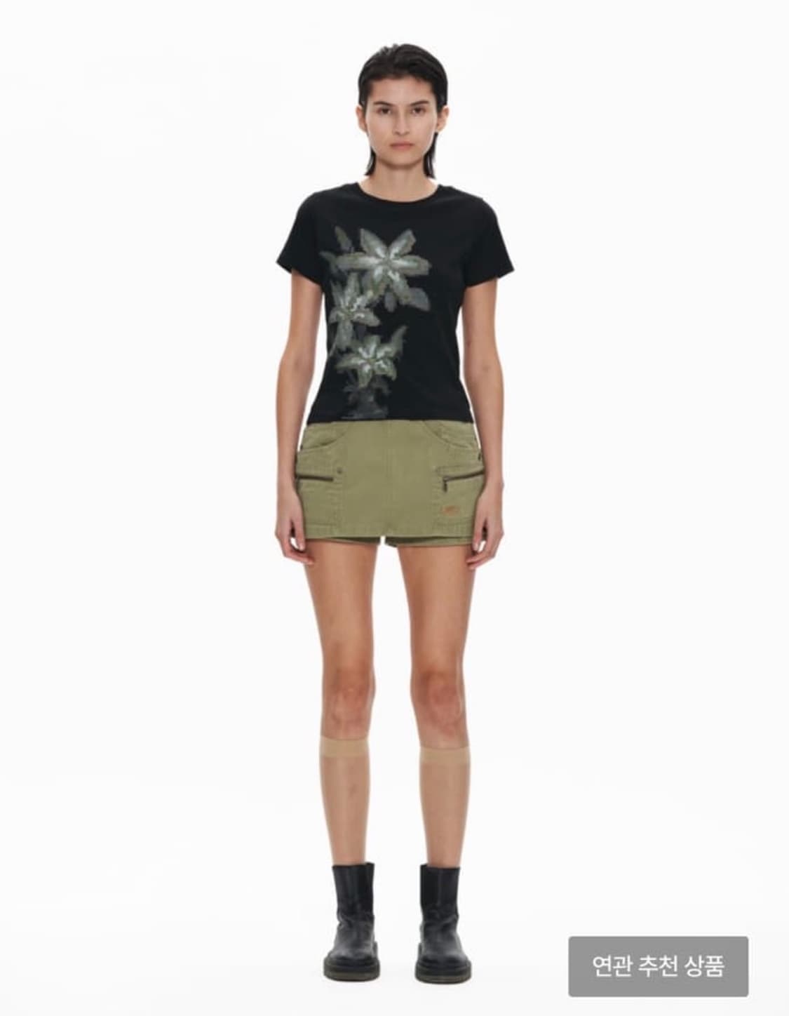 웰빙익스프레스 레이어드 쇼츠 스커트 카키 상품이미지3