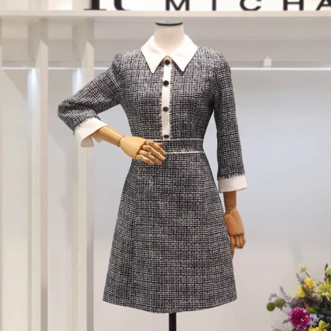 잇미샤(it michaa) 카라배색 트위드원피스 44 상품이미지1