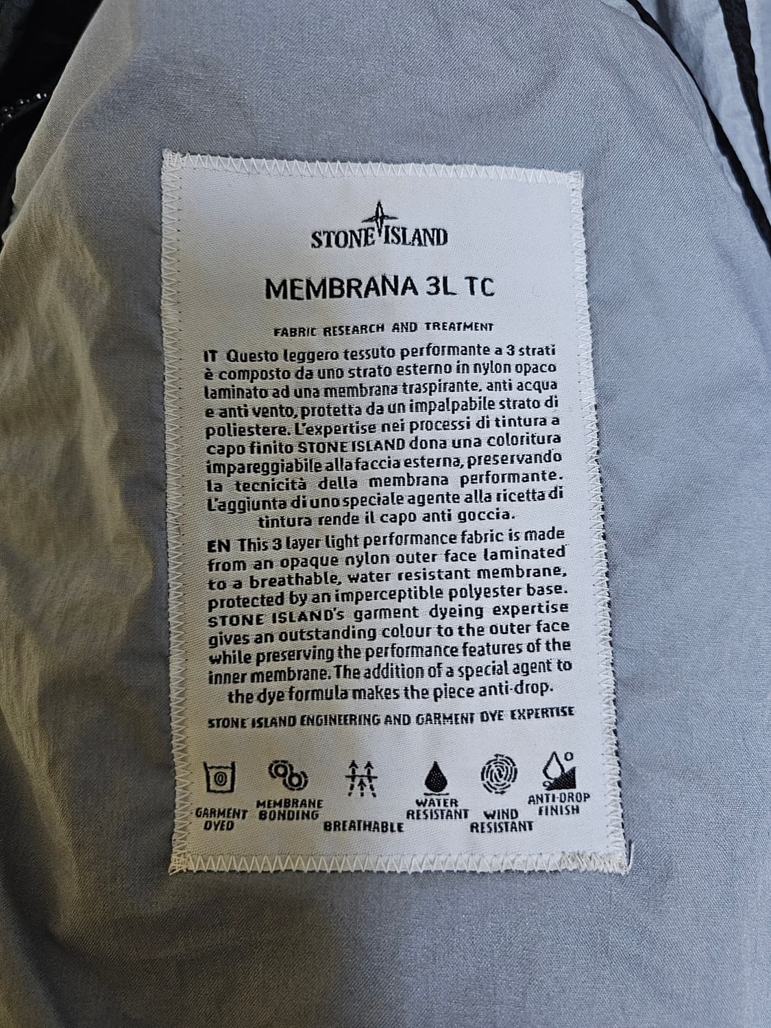 스톤아일랜드 멤브라나 3L TC 트렌치 코트 상품이미지8
