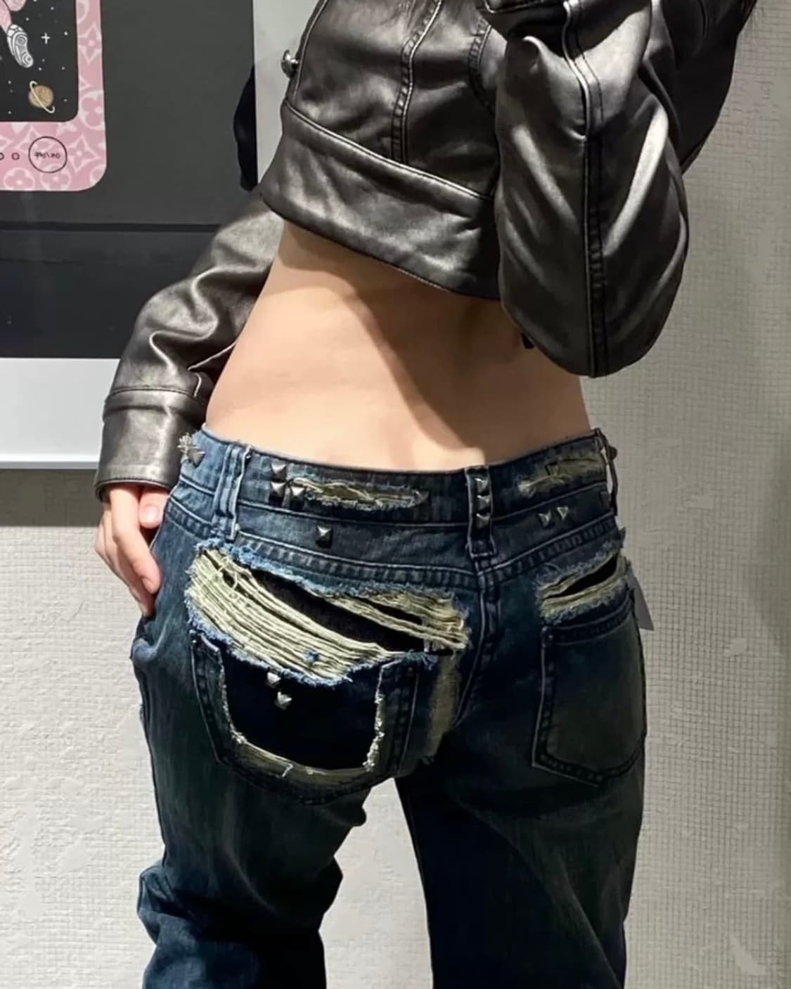 빈티지 스터드 찢청 상품이미지2