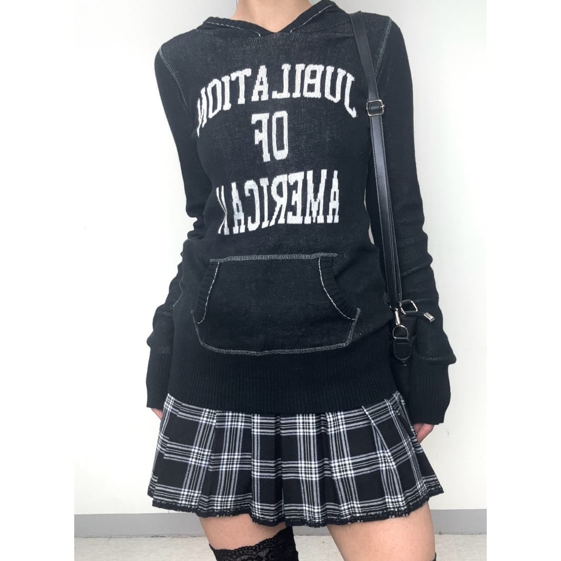 빈티지 블랙 체크 플리츠 스커트 상품이미지2