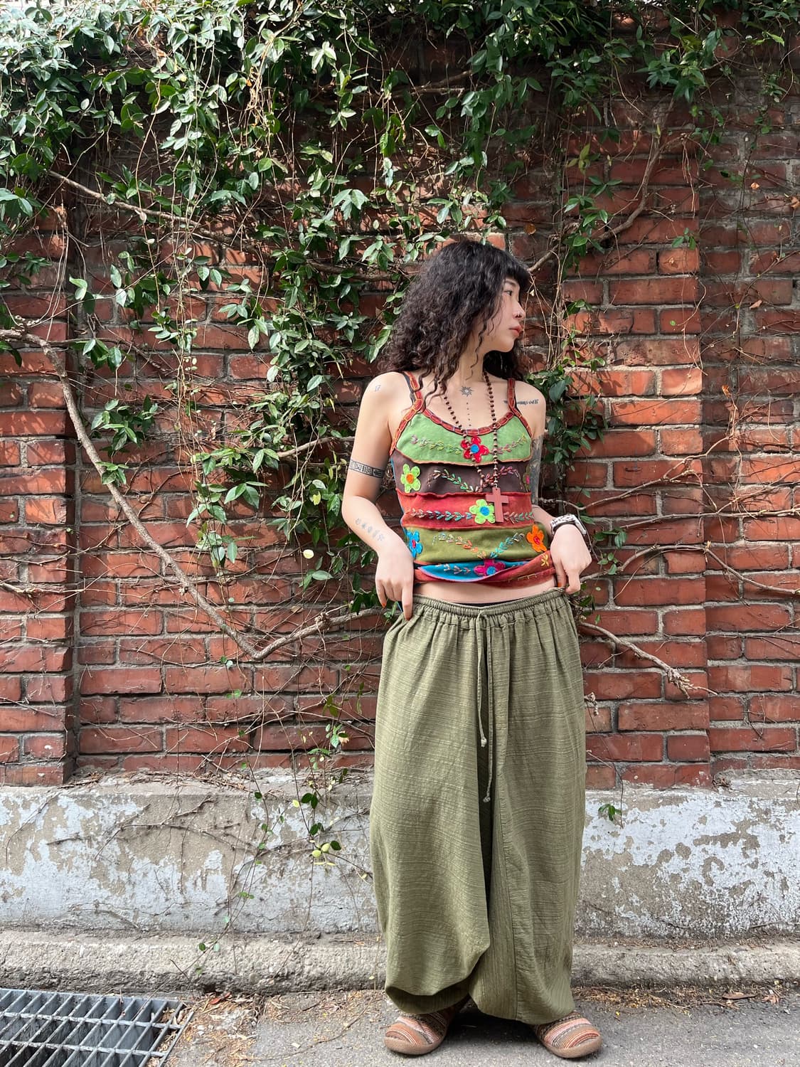 카키 히피 사무엘 팬츠 상품이미지1