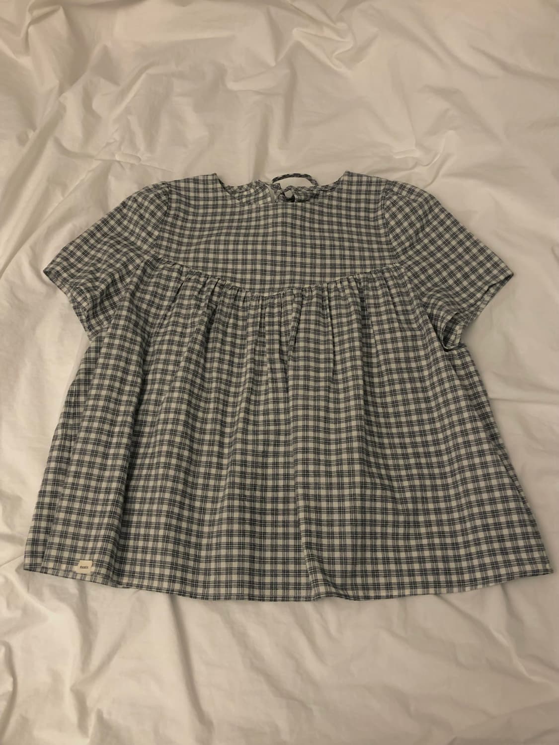 낫츠 check shirring half blouse 상품이미지1