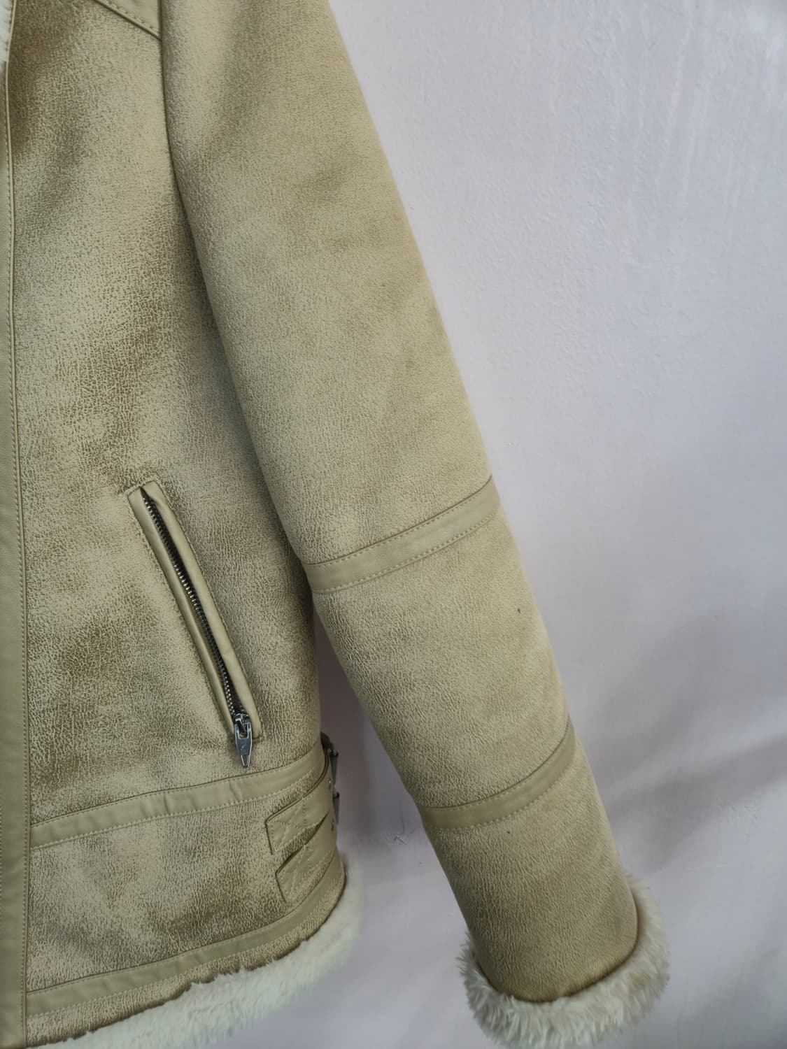 VANAKE 무스탕 라이더 자켓 베이지 상품이미지5