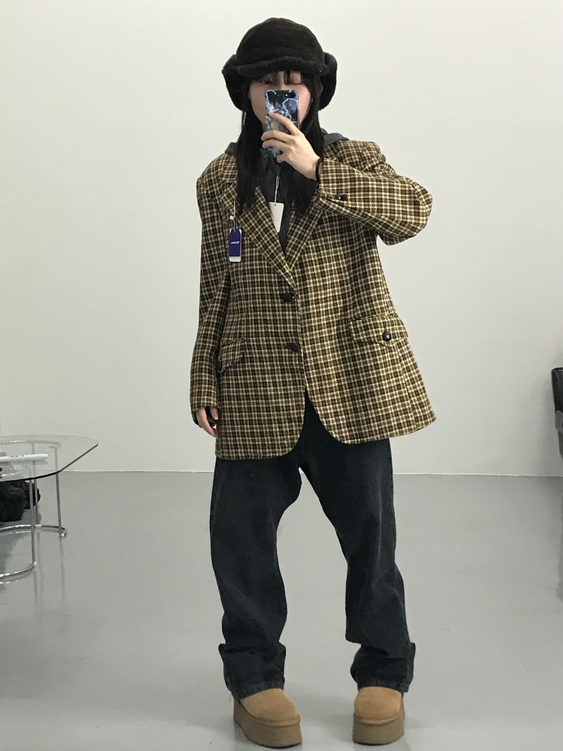 더어번 체크 울 블레이저 상품이미지1