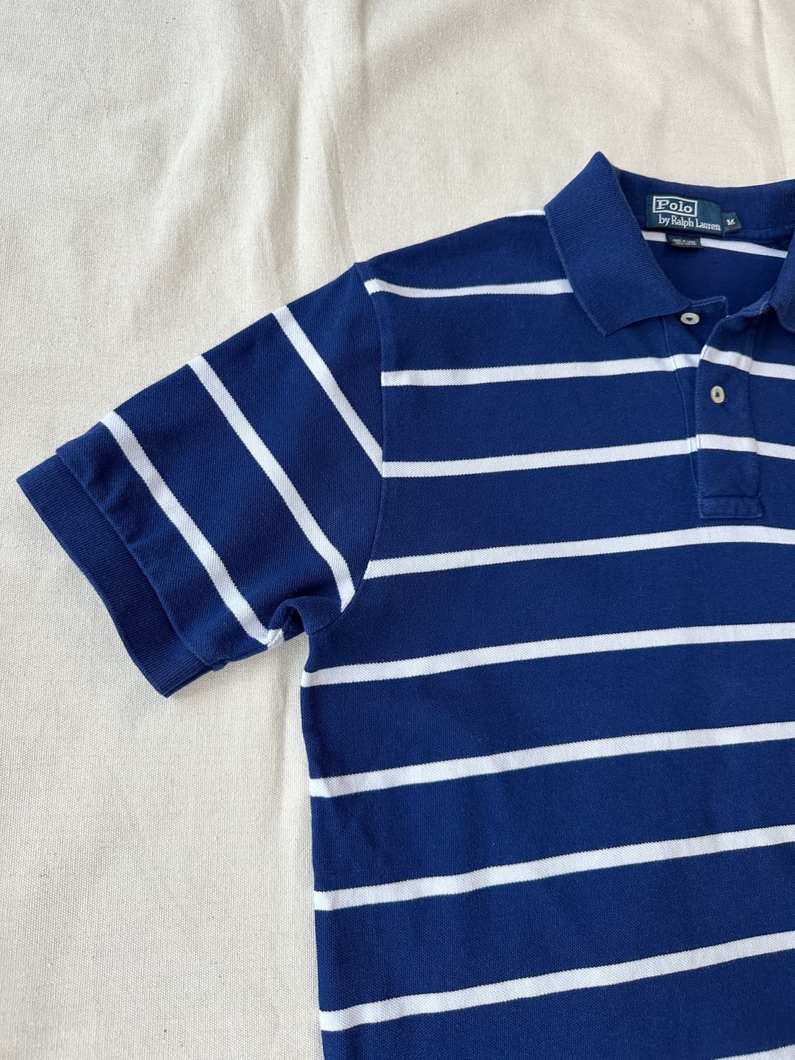 폴로 랄프로렌 스트라이프 피케 반팔 카라티 블루 M 상품이미지5