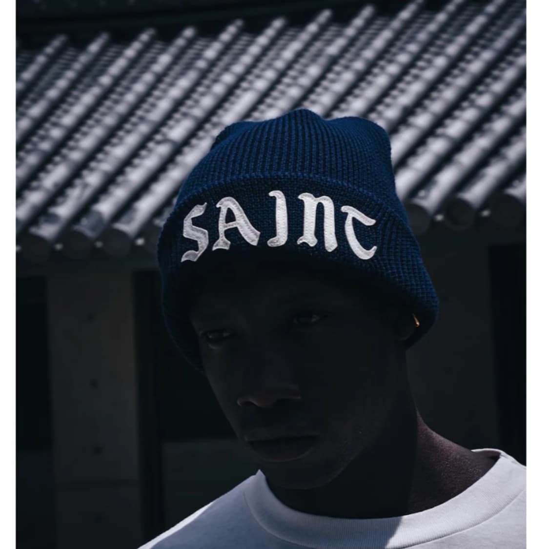 [새상품] 세인트미카엘 saint 로고 비니 니트캡 네이비 상품이미지3