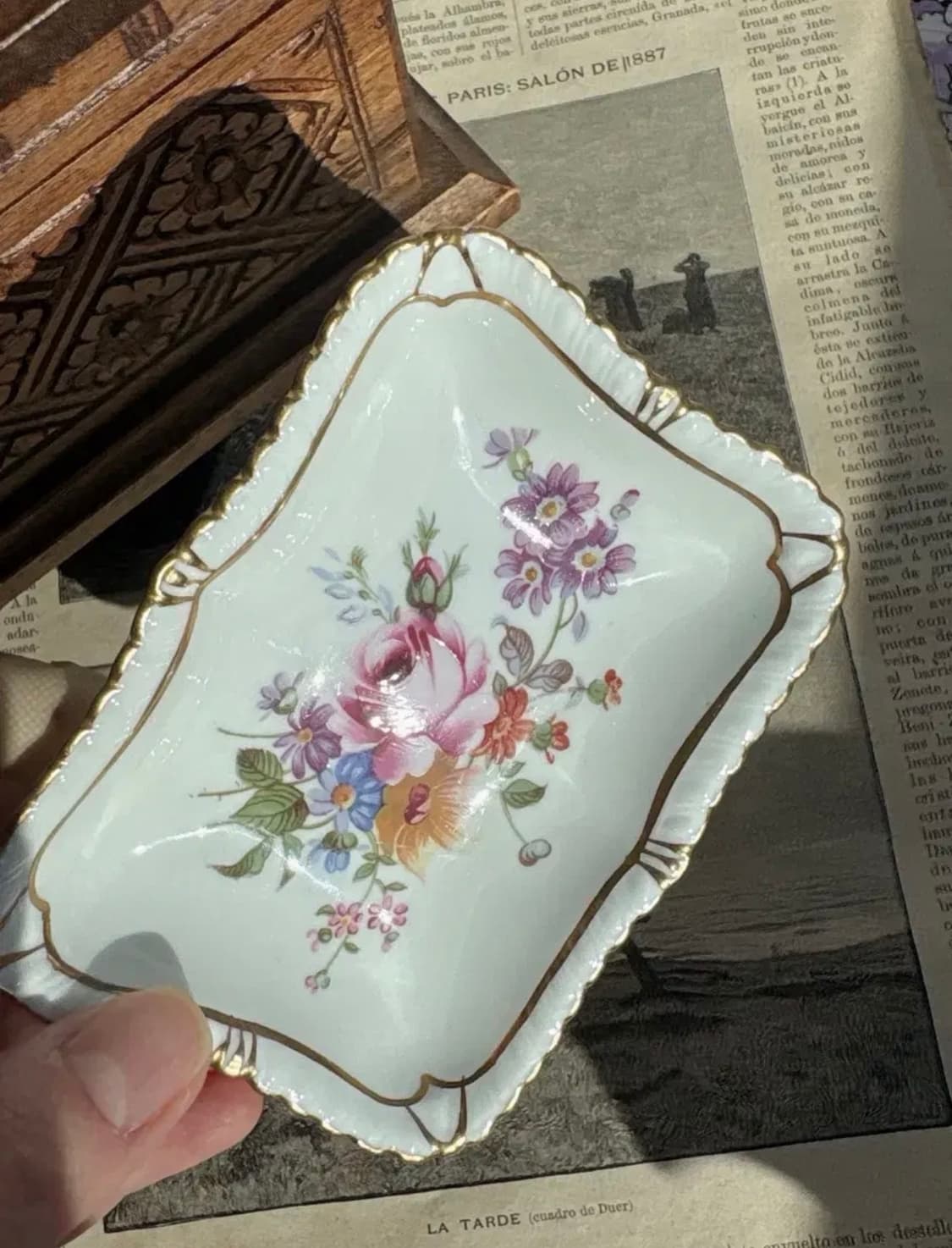 빈티지 로얄크라운더비 포지스 사각 핀접시 상품이미지2