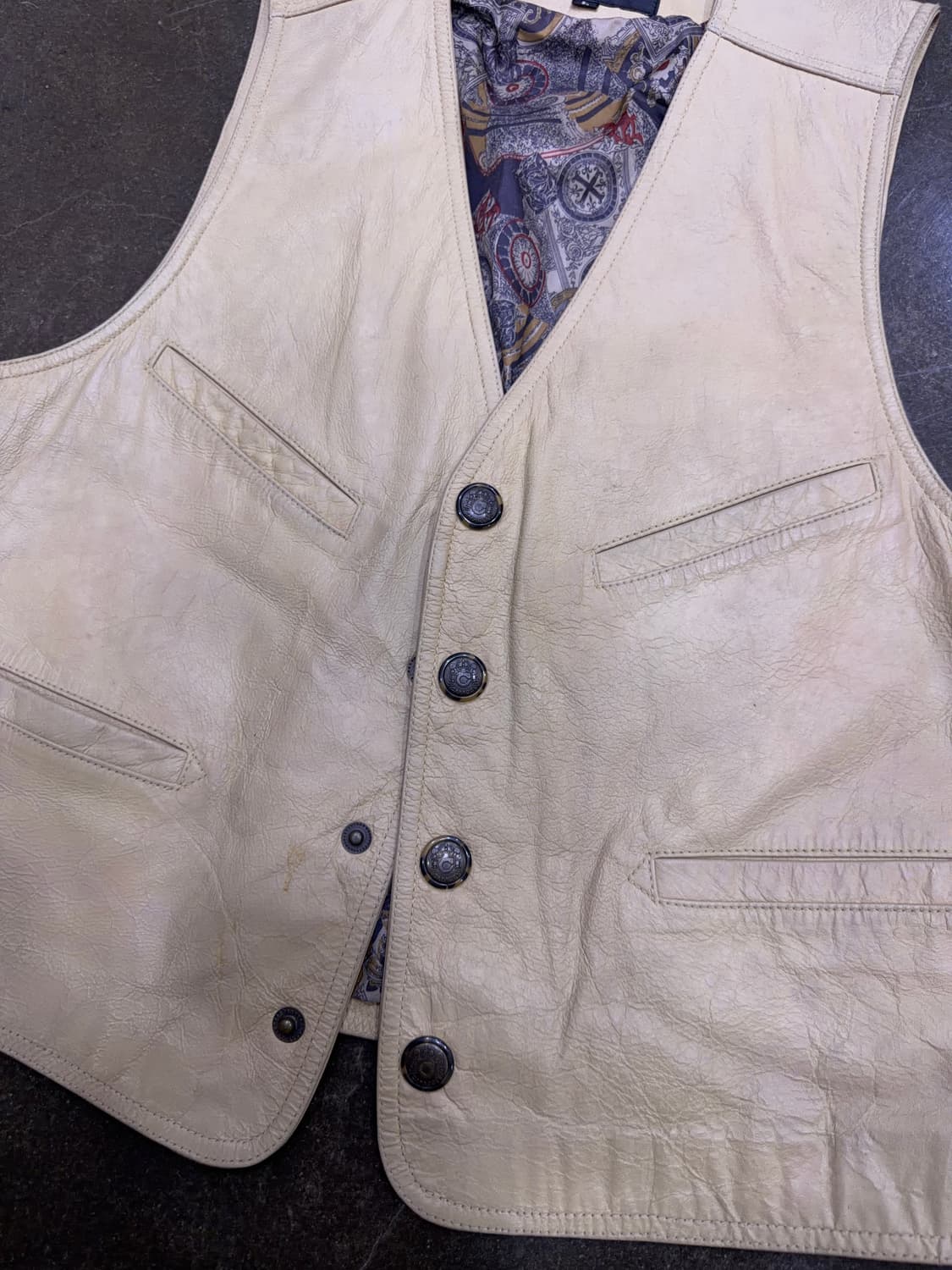돌체 가파치 소가죽 레더 베스트 베이지 조끼 L 상품이미지4