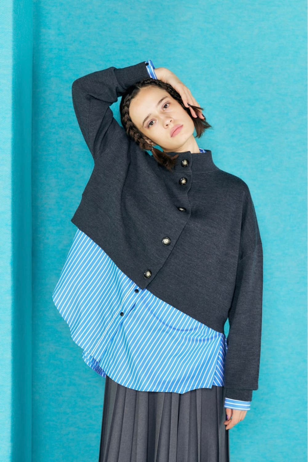 엔폴드 하이넥 루즈핏 가디건 상품이미지1