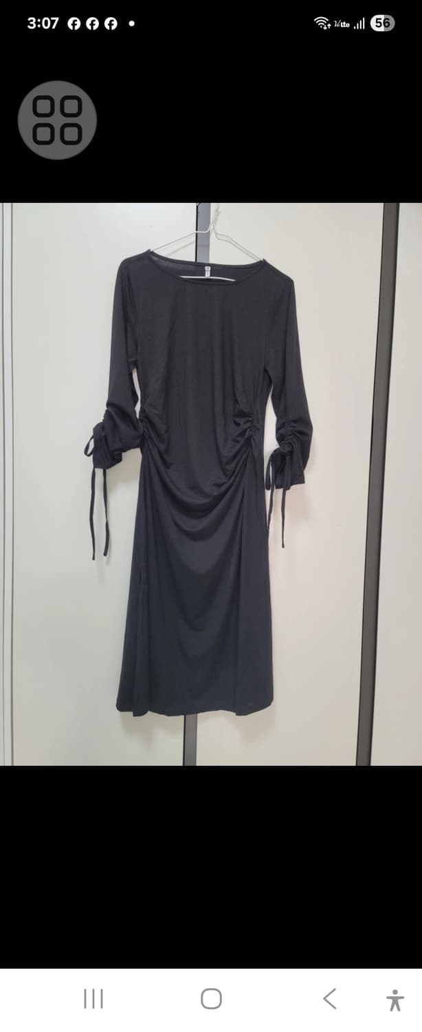 초특가세일!! 새제품!!부들부들 블랙 롱 슬리브 원피스 블랙.카키 상품이미지4