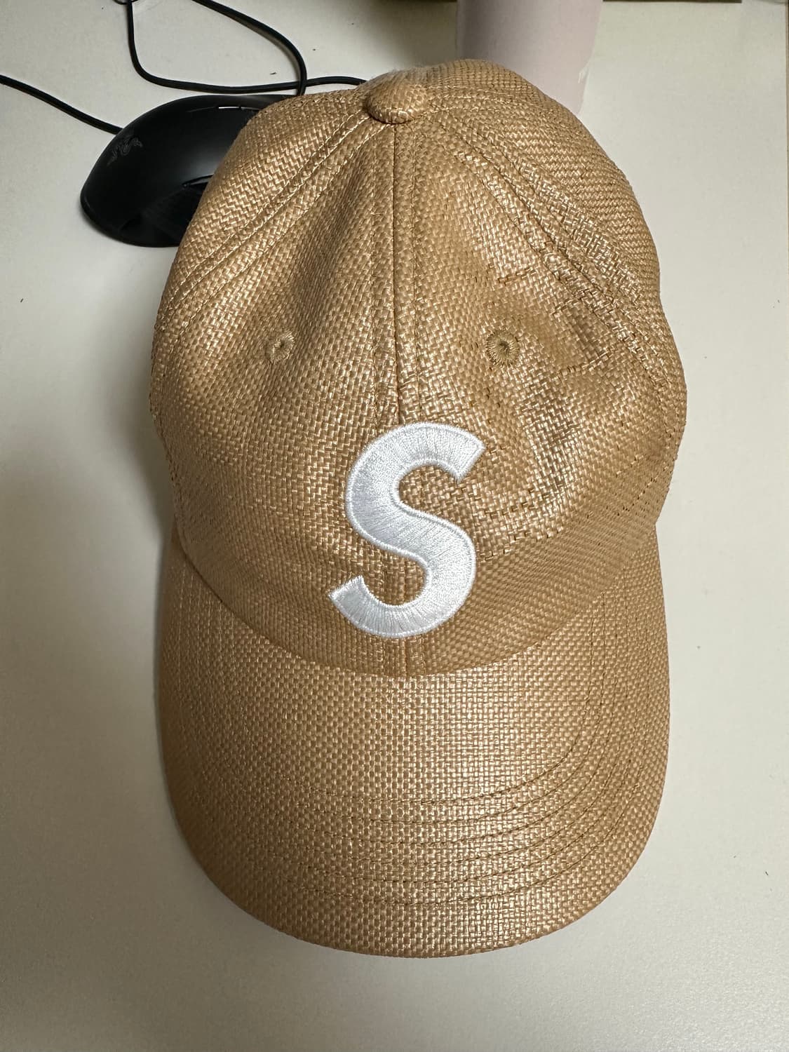 슈프림 라피아 S 로고 6-패널 캡 내츄럴 - 22SS 상품이미지1