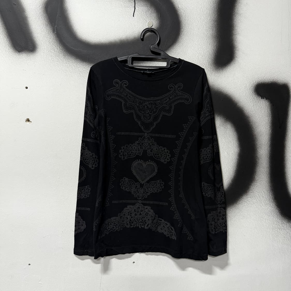 VTG 빈티지 오리엔탈 동양풍 프린팅 딱붙핏 롱슬리브 상품이미지1