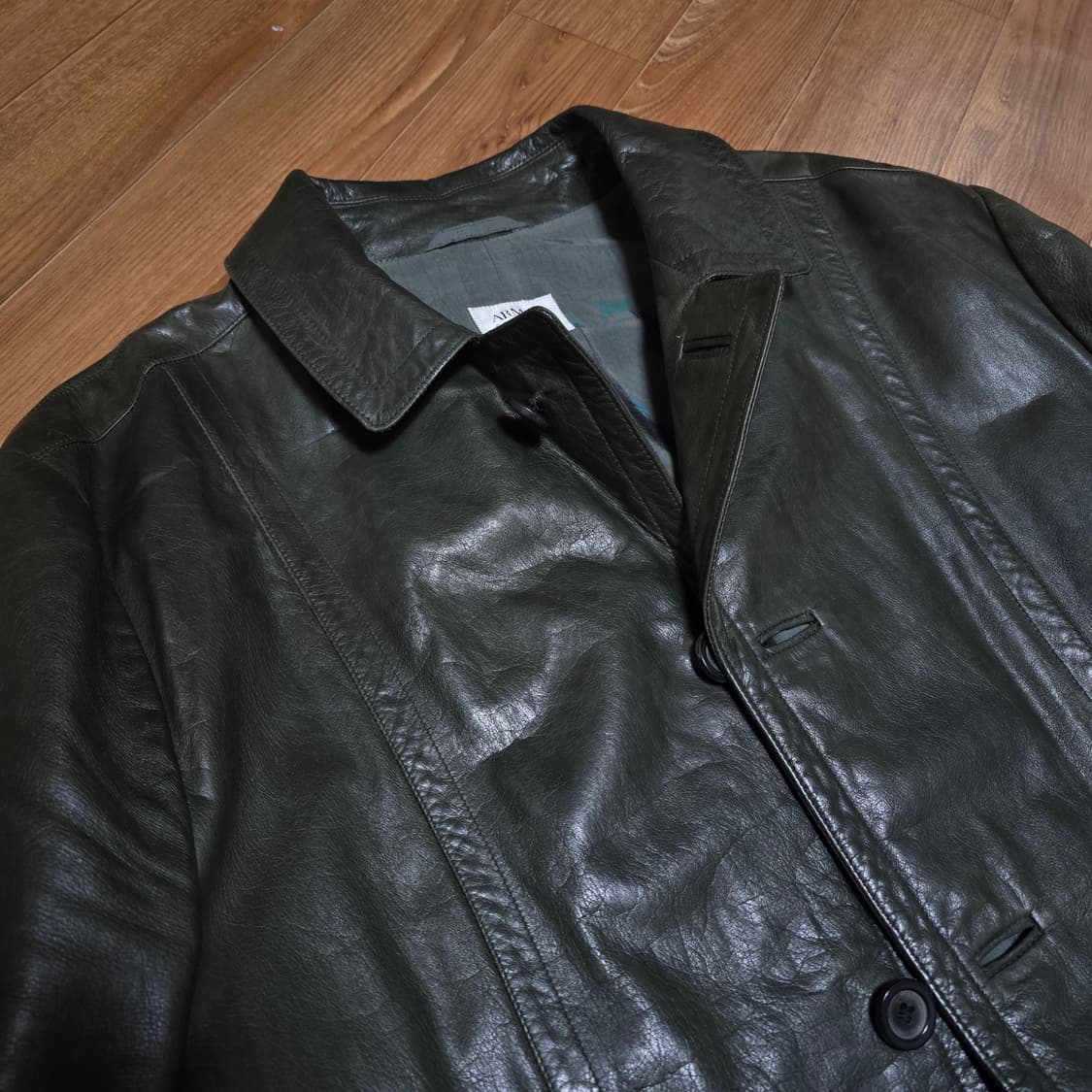 아르마니 카키 가죽자켓 105 상품이미지4